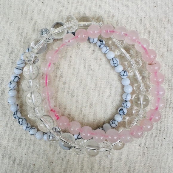 Love and Happiness Crystal bracelets - set of 3 - Picture 3 of 4